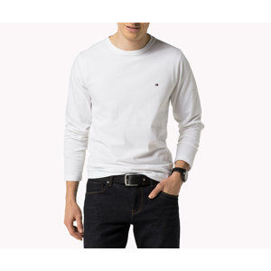 Tommy Hilfiger pánské bílé tričko Flag s dlouhým rukávem - XL (100)